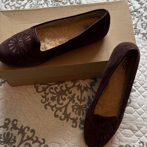 UGG Women's Dark Brown Suede Slippers